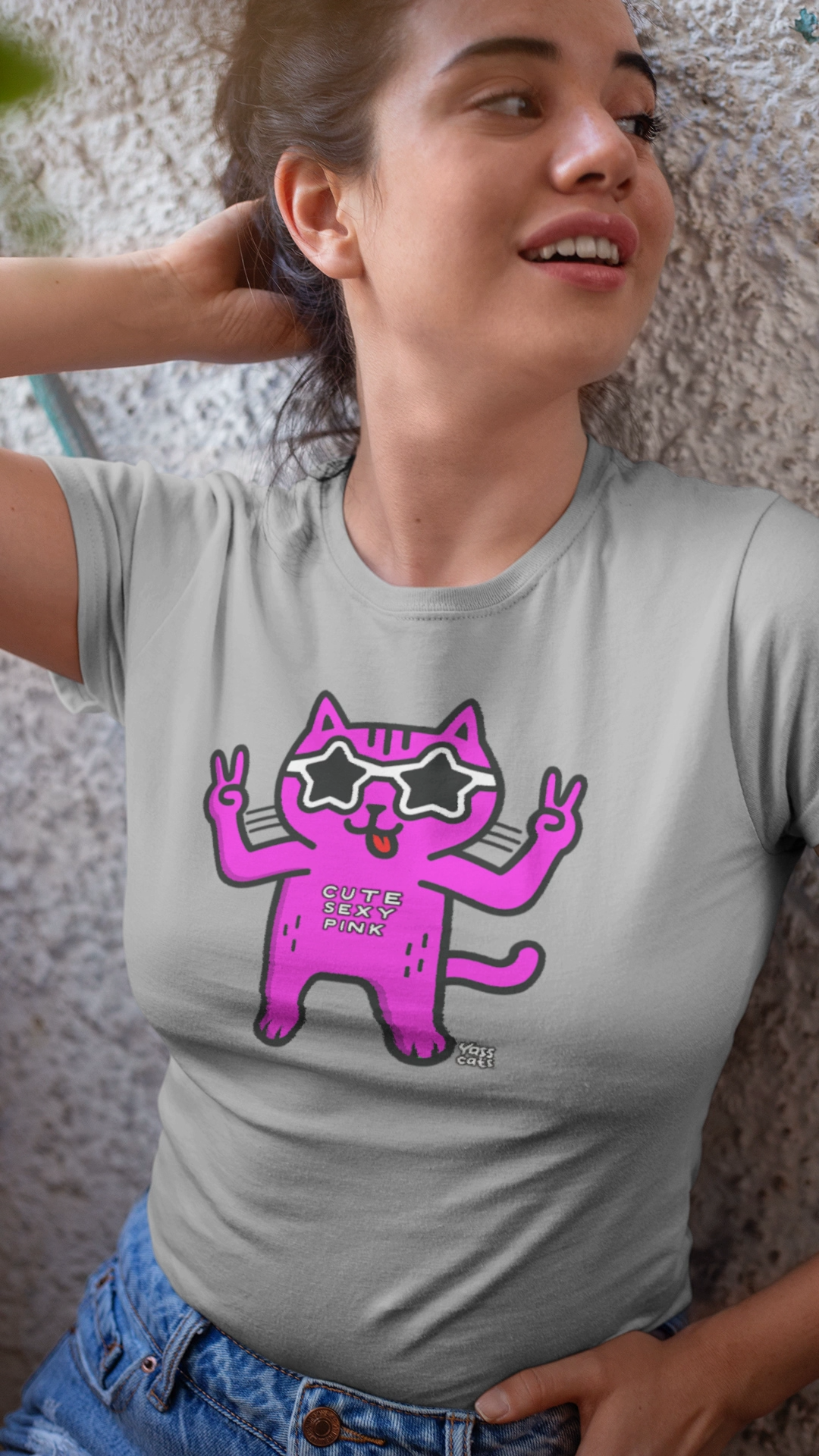 Yass Cats - Cute Pink - T-shirt à manches courtes pour femme