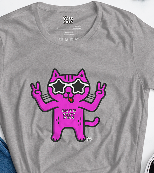 Yass Cats - Cute Pink - T-shirt à manches courtes pour femme